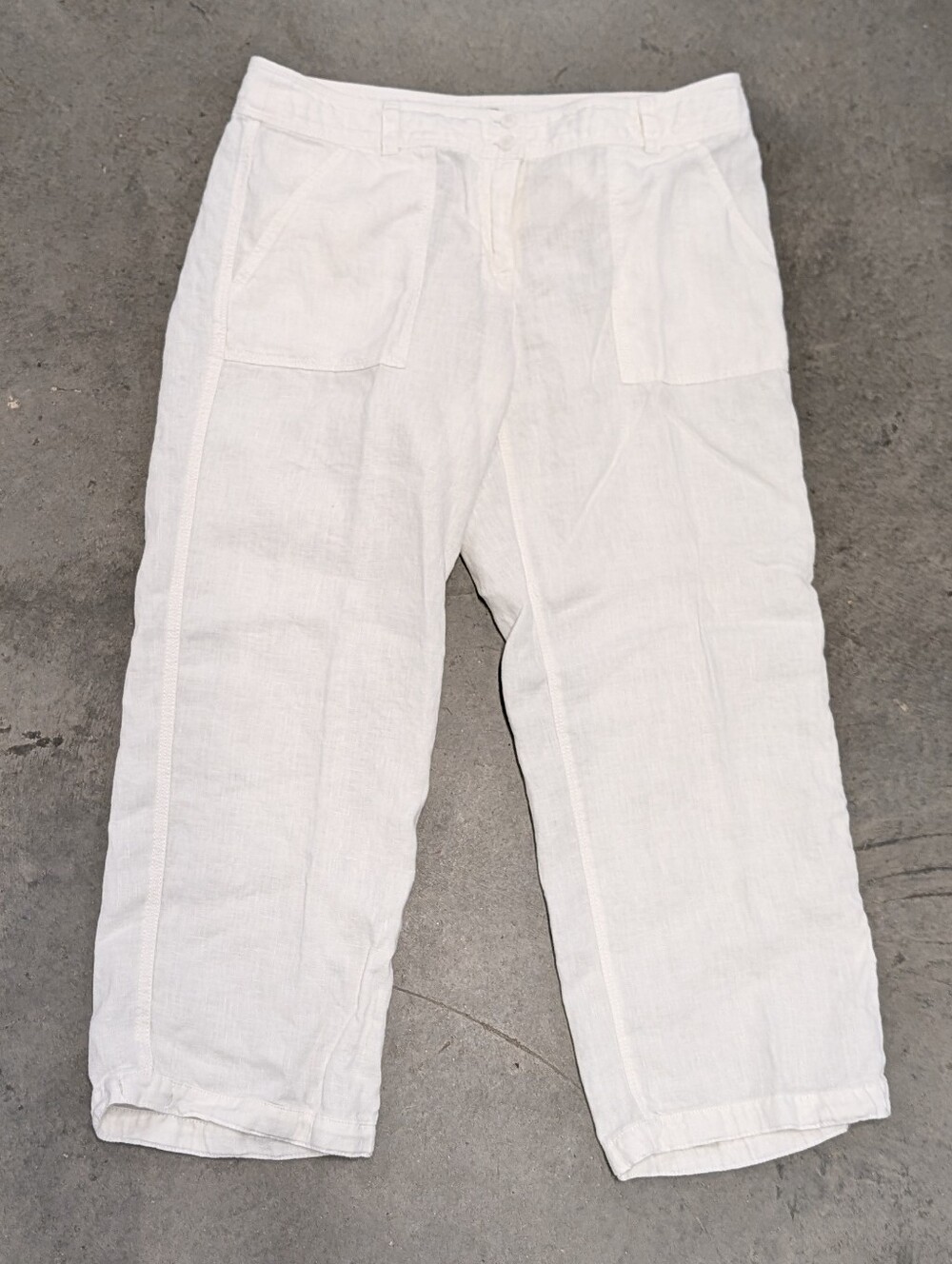 TOMMY BAHAMA low rise white linen capri pants 4